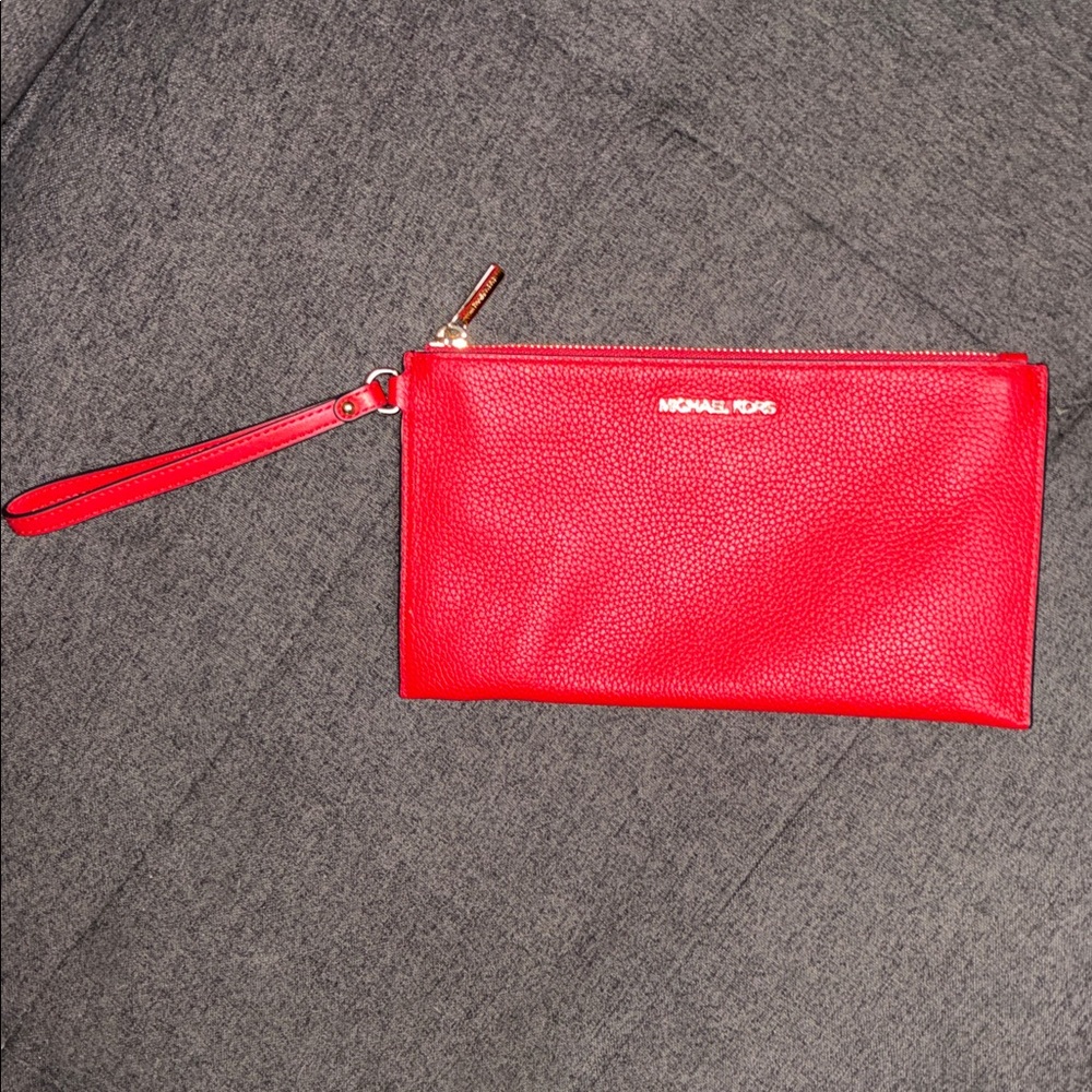 Michael Kors Red Pebbled Leather Wristlet